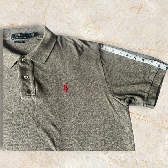 ⚜️Ralph Lauren Dark Grey Polo Shirt with Red Pony Logo - Size Large⚜️ - Picture 2 of 6